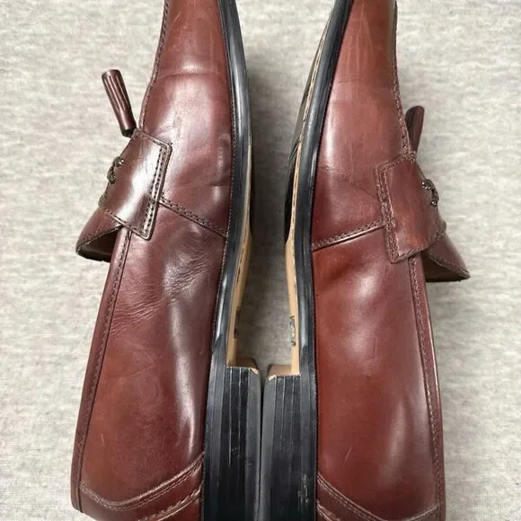 Bass & Co. Men Leather Loafers Shoes Tassels Brown Size 11.5M Style 1475-241 - Picture 8 of 10